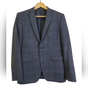 Loro Piana 130's  checkered wool with leather  elbow patches